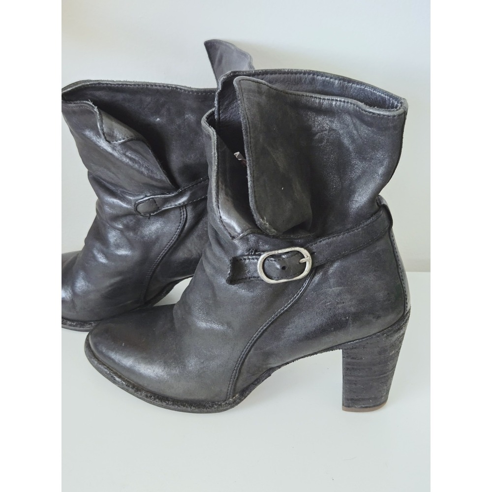 Officine‎ Creative Black Leather Buckle Designer Ankle Boots Women's US Sz 6
